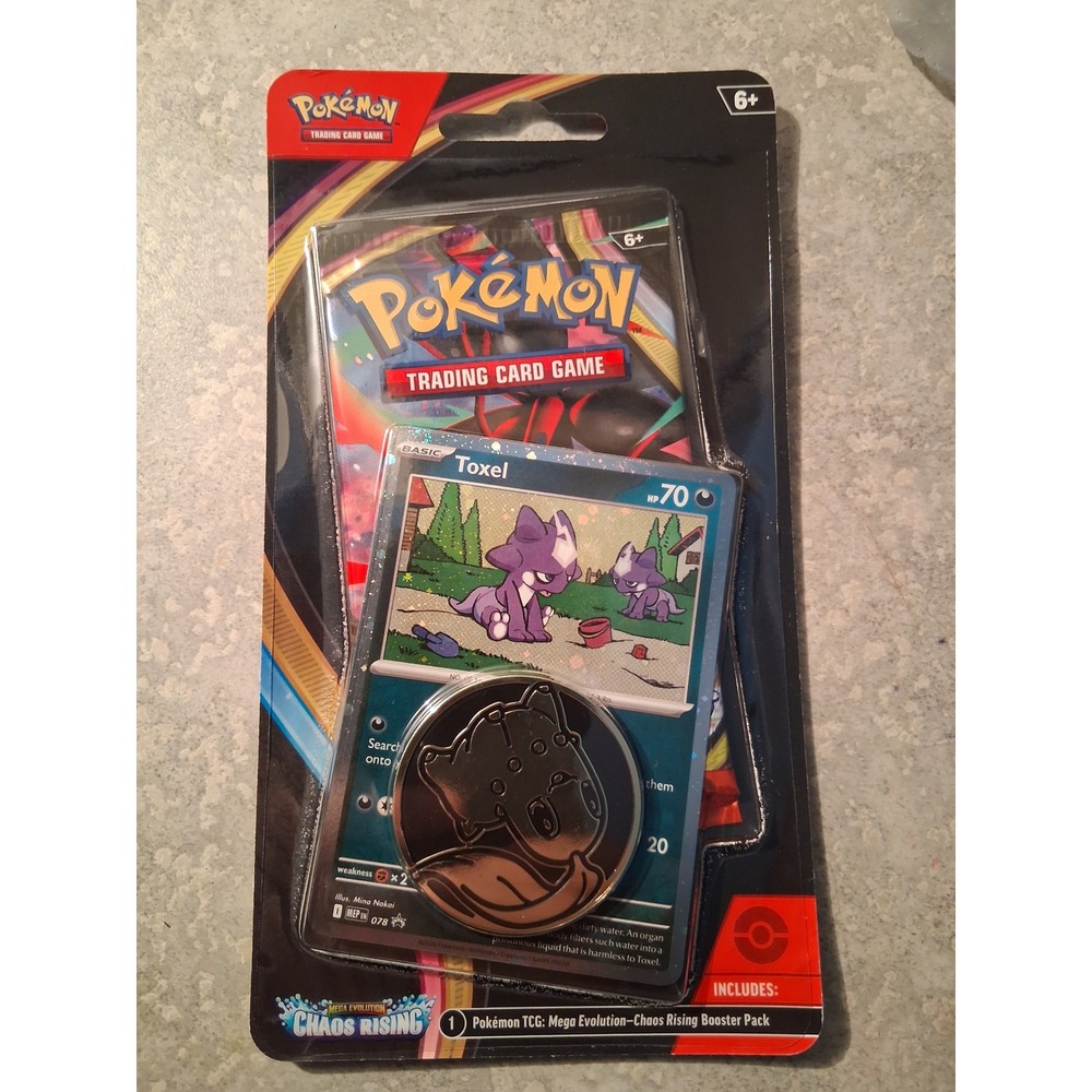 Pokemon TCG Mega Evolution Chaos Rising Booster Pack Blister Toxel Promo Coin